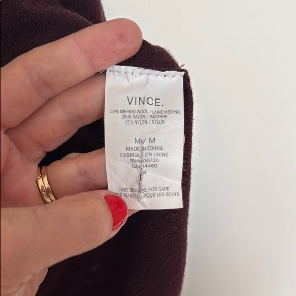 Vince Red Long Sleeve Relaxed Tunic - Picture 3 of 4